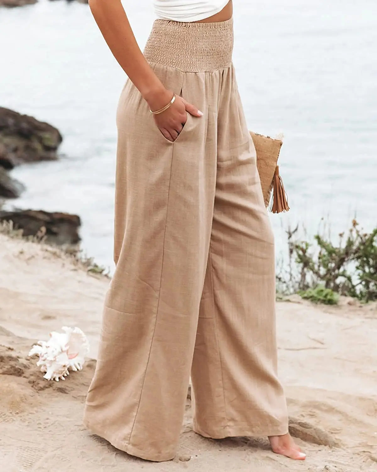 Calça Soltinha Cintura Alta Feminina