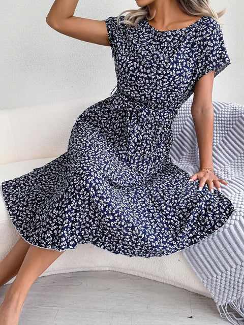 COMPRE 1 LEVE 2 - Vestido Midi Soltinho Florido Plissado Feminino