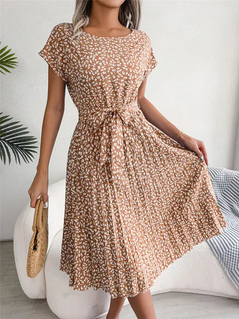 COMPRE 1 LEVE 2 - Vestido Midi Soltinho Florido Plissado Feminino