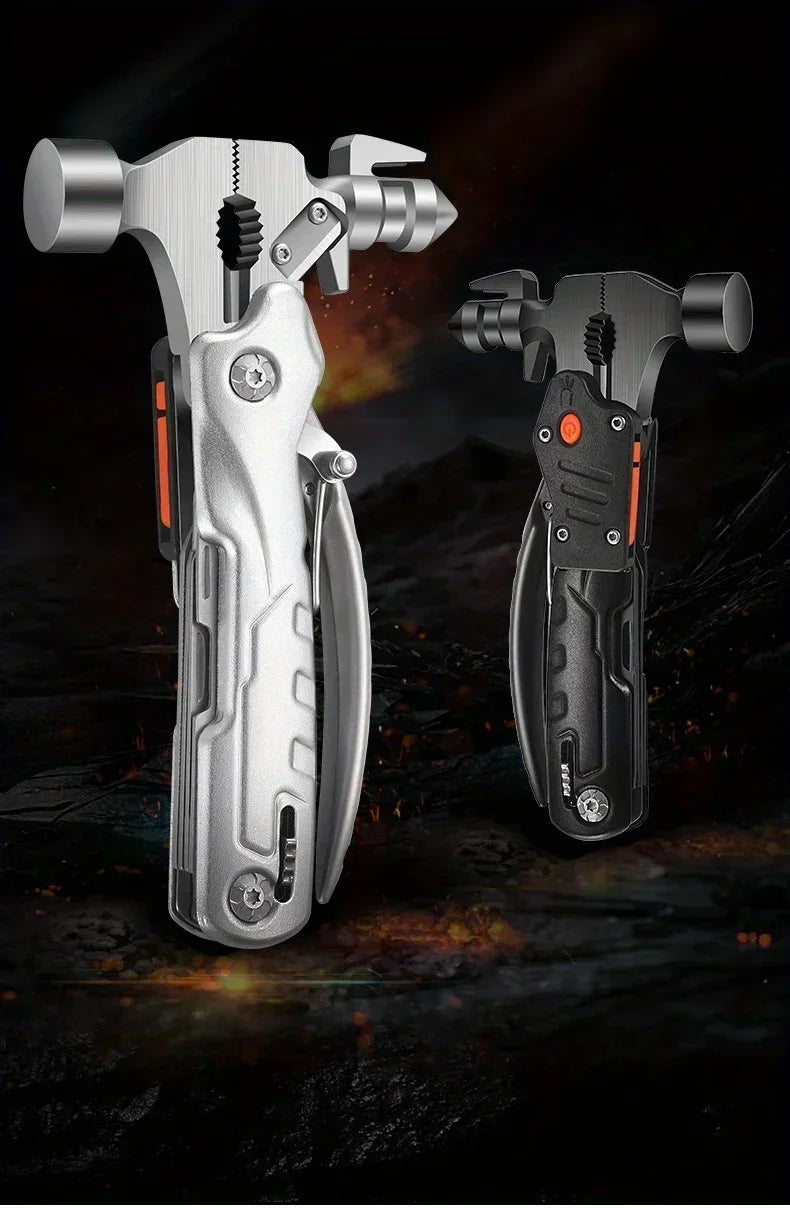 The outdoor multifunctional tool hammer has a flashlight function and is highly powerful.