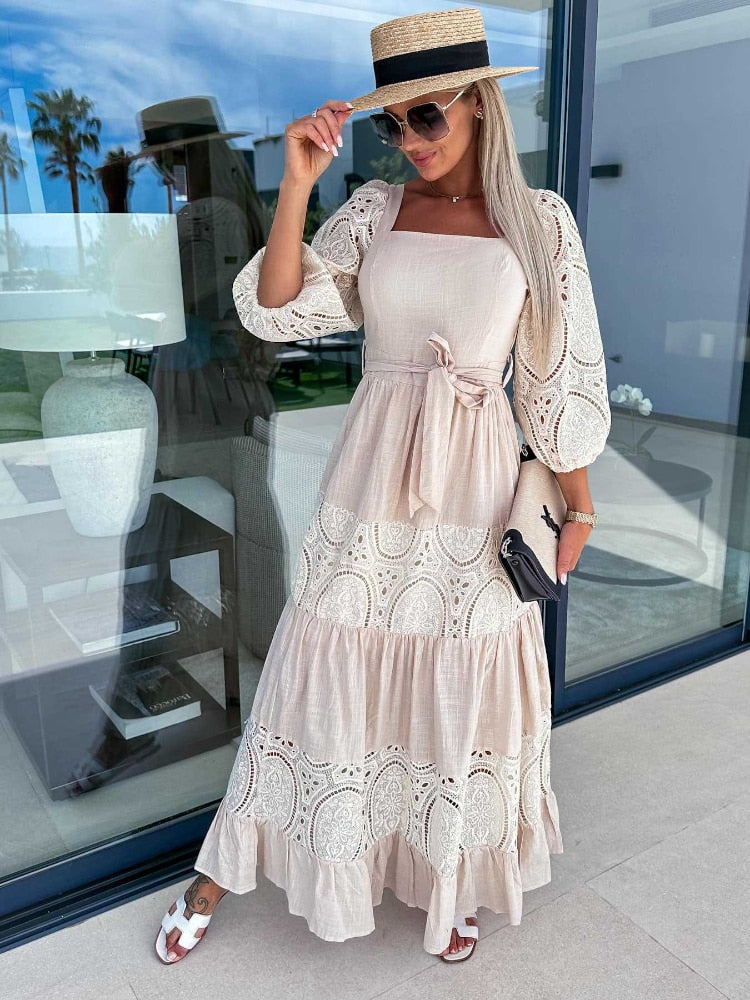 Vestido Longo Laise de Verão Casual