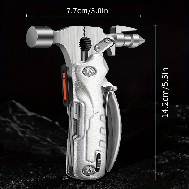 The outdoor multifunctional tool hammer has a flashlight function and is highly powerful.