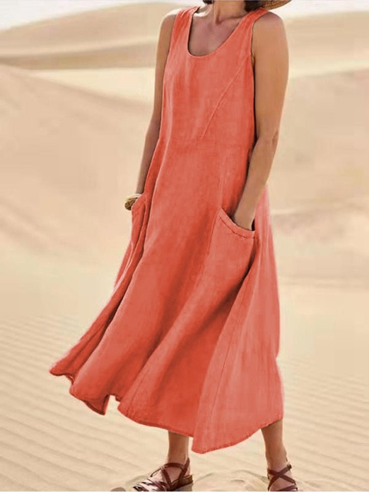 Vestido-Soltinho-de-Linho-com-Bolsos-Laranja
