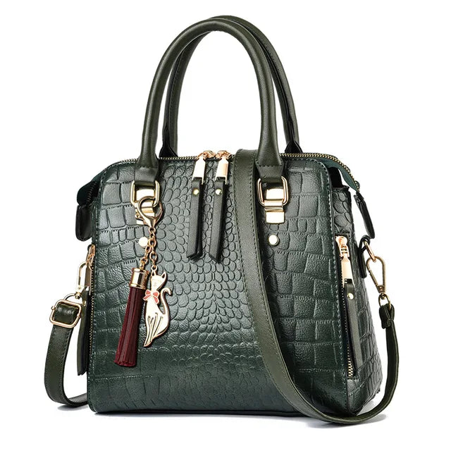 Bolsa Transversal Feminina Couro de Jacaré