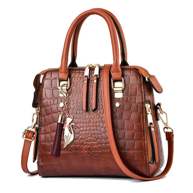Bolsa Transversal Feminina Couro de Jacaré